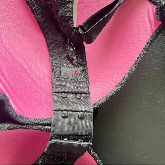 Victoria’s Secret PINK Wear Everywear Push Up Lace Animal Print Black Bra 34D - Picture 5 of 9